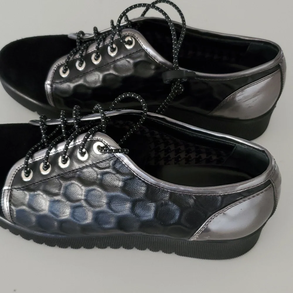 Aquatalia Aida Platform Leather Suede Sneakers